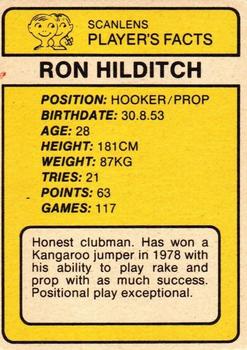 1981 Scanlens #98 Ron Hilditch Back
